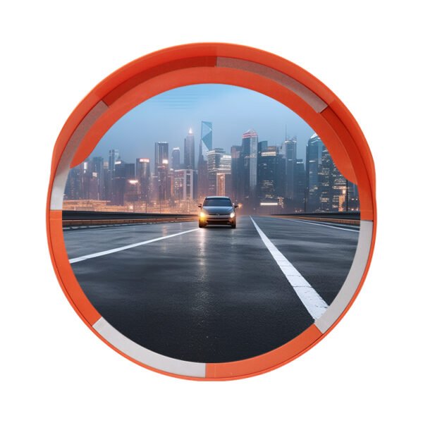 Outdoor Convex Mirror With White and Orange Trim