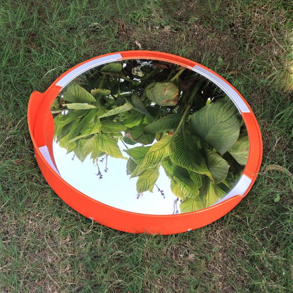 Outdoor Convex Mirror With White and Orange Trim - Image 3