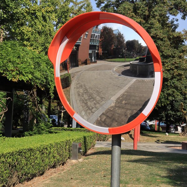 Outdoor Convex Mirror With White and Orange Trim - Image 4