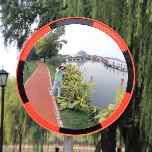 Indoor Convex Mirror With Black and Orange Trim - Image 2