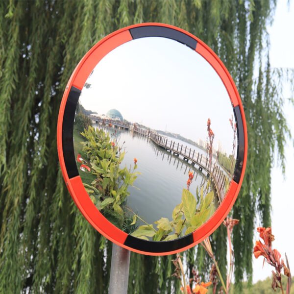 Indoor Convex Mirror With Black and Orange Trim - Image 3