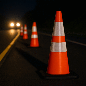 Reflective Traffic Cones for Night-Time Road Safety Projects