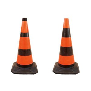 Orange and black traffic cones