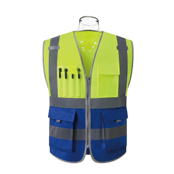 Colorblock reflective vest for engineers in breathable fabric