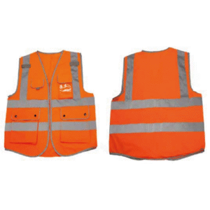 Orange reflective vest with high-gloss reflective strips on both waist and shoulders
