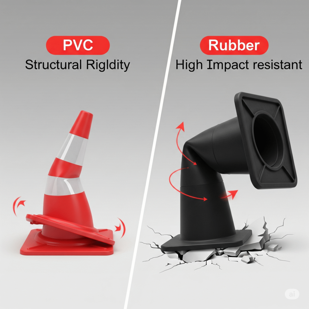 pvc vs rubber cones