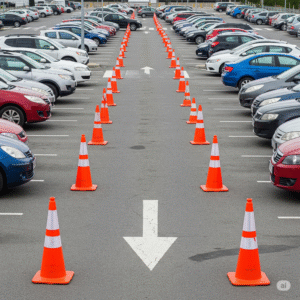 traffic cones in parking areas