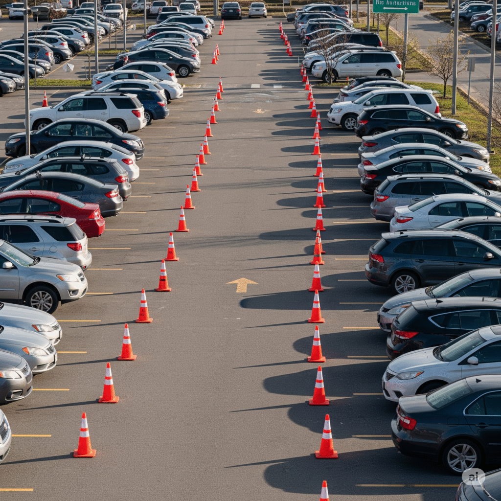 traffic cones in parking areas