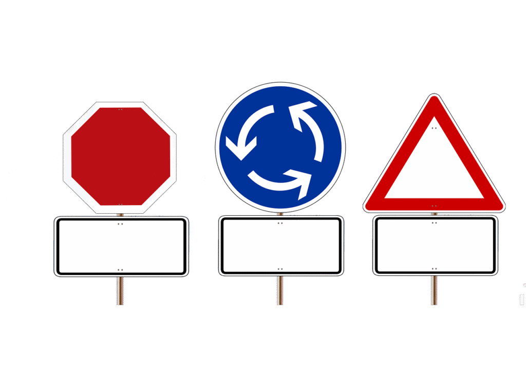 Traffic signs and convex mirror