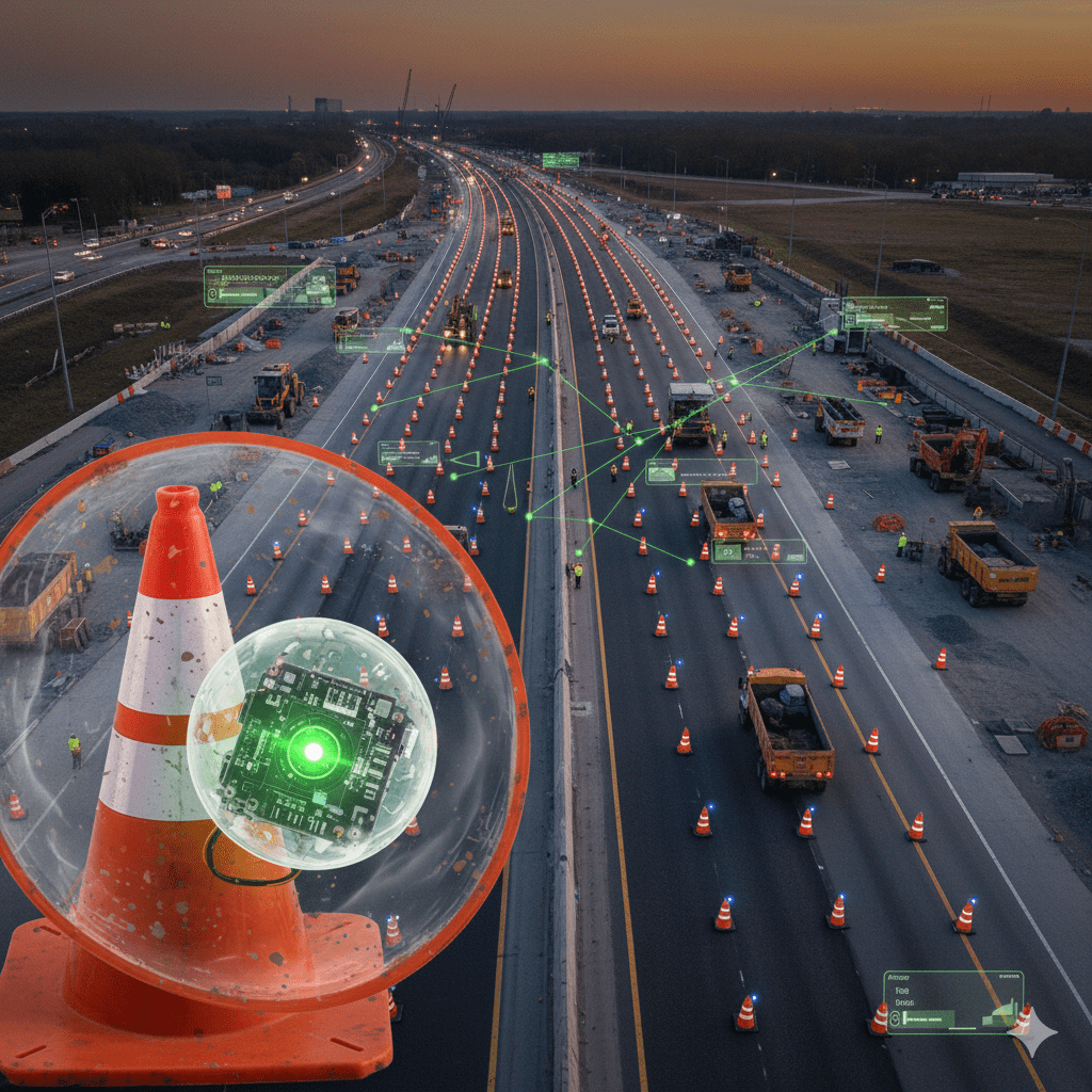 Traffic Cone Tracking Systems for Large-Scale Construction Projects