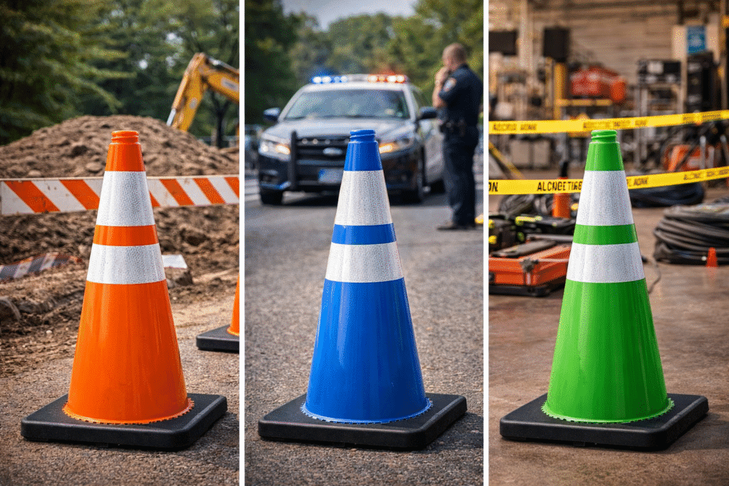 Selecting Between Orange, Blue, and Green Traffic Cones for Different Applications