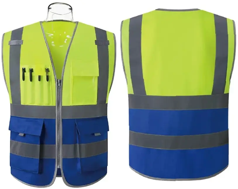 Color-Block reflective vest for engineers in breathable fabric