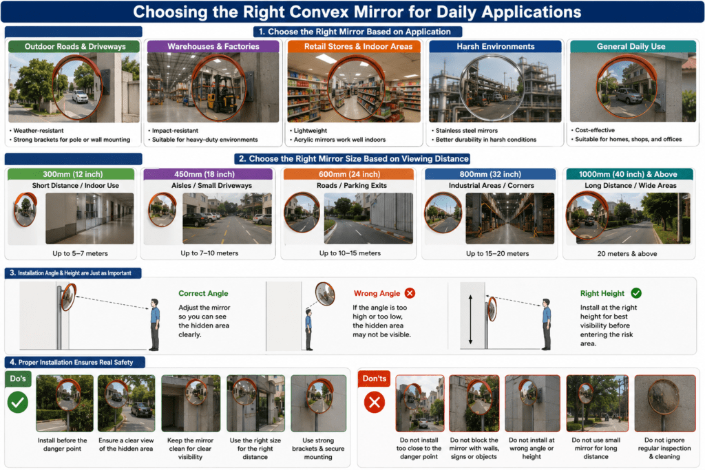 Choosing the Right Convex Mirror for Daily Applications