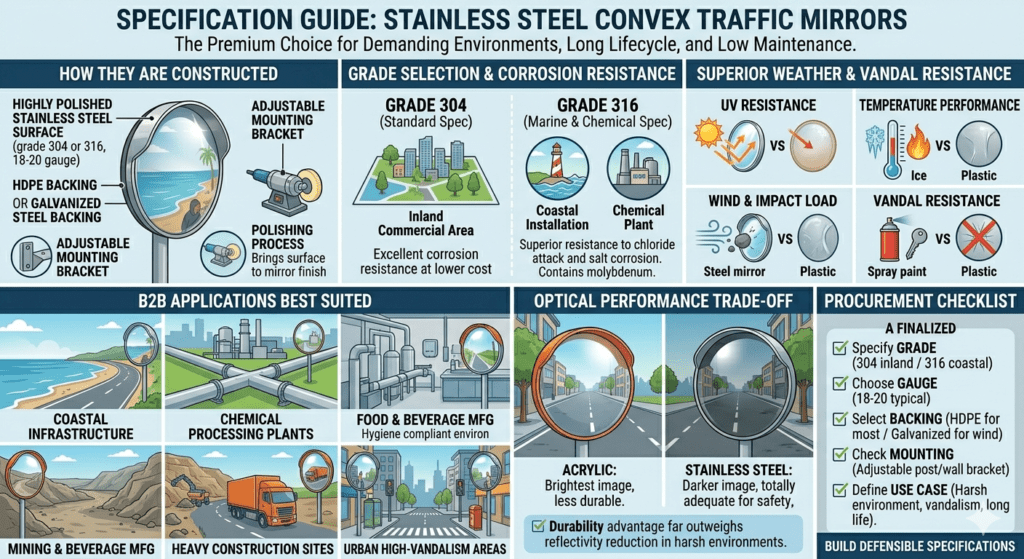 Stainless Steel Convex Mirrors