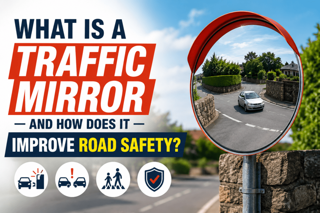 What is a traffic mirror and how does it improve road safety?