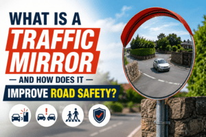 What is a traffic mirror and how does it improve road safety?