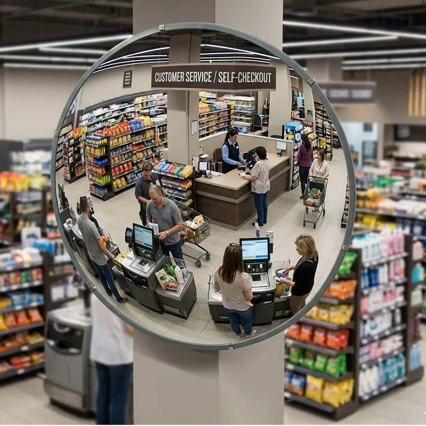 Indoor convex mirror for supermarket