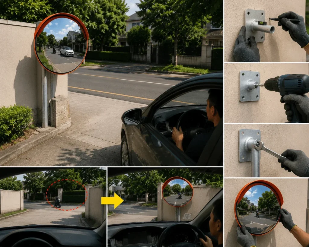 how to install convex mirror