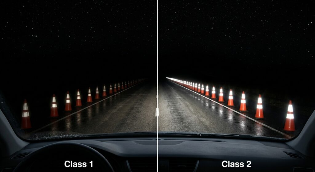 Class 1 vs. Class 2 Reflective Collars for Traffic Cones: Nighttime Visibility and Compliance Comparison
