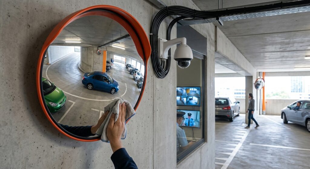 Convex Mirrors Versus CCTV: A Practical Comparison for Parking Lot Security