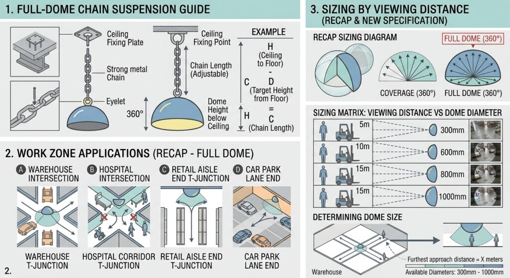 Full-Dome Mirrors: Selection, Mounting, and Work Zone Applications
