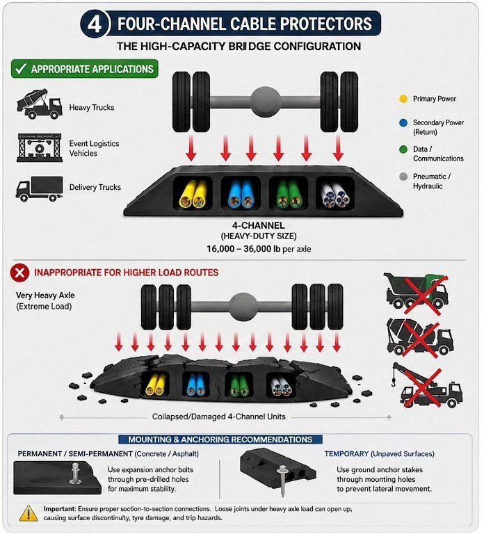 Four-Channel Cable Protectors: The High-Capacity Bridge Configuration