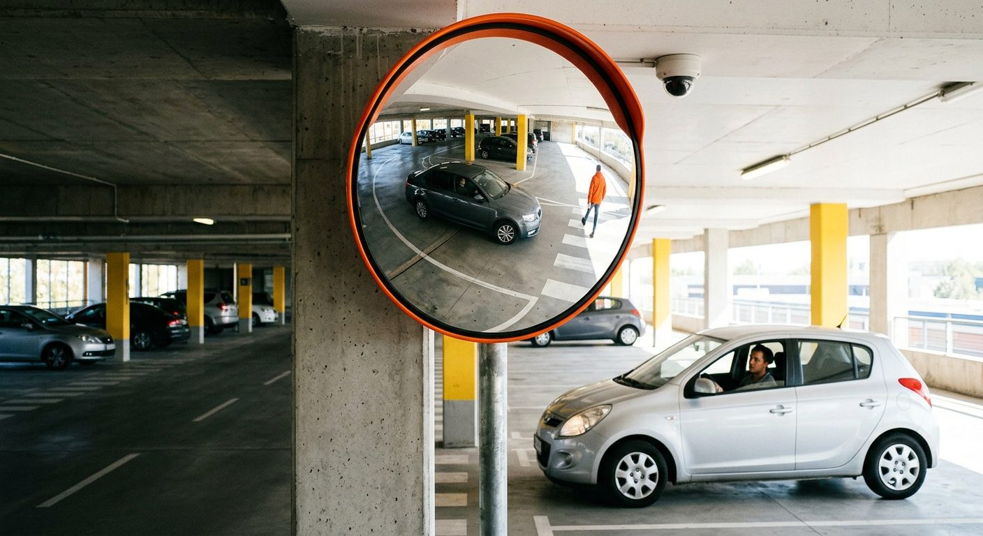 How Convex Mirrors Actually Work in a Parking Environment