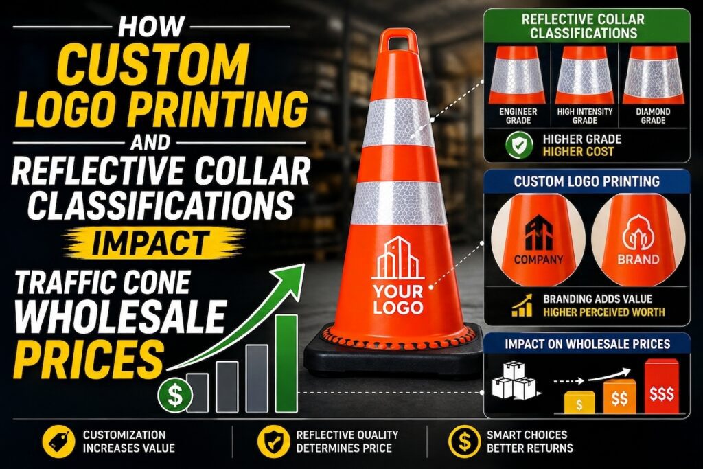 How Custom Logo Printing and Reflective Collar Classifications Impact Traffic Cone Wholesale Prices