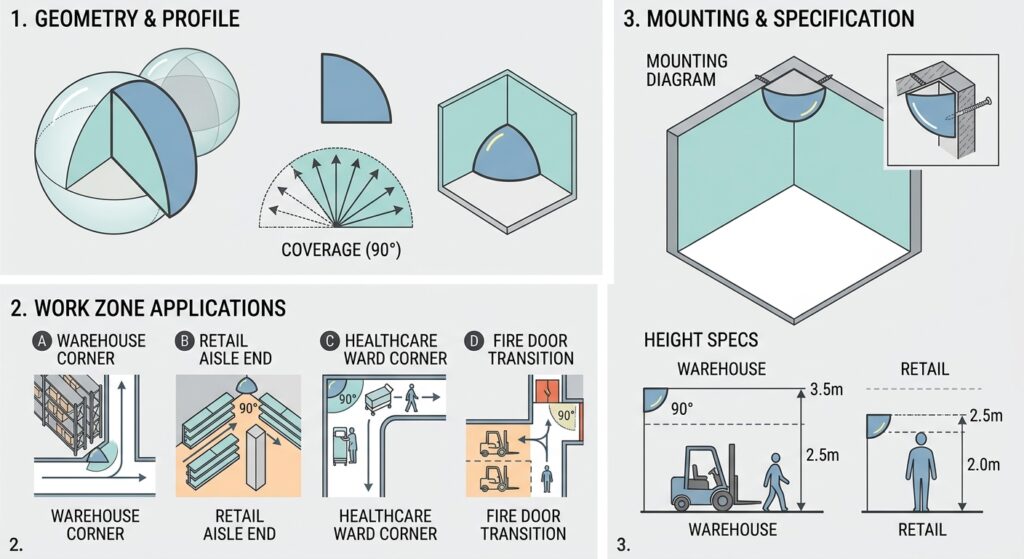 Quarter Dome Mirrors Selection, Mounting, and Work Zone Applications