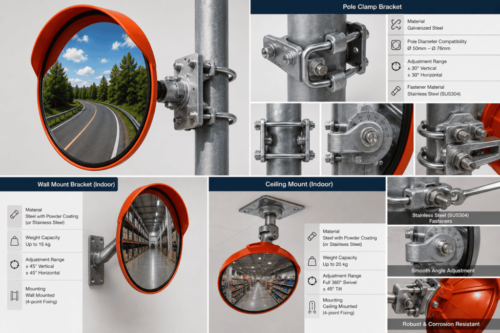 convex mirror Mounting Hardware Specifications.
