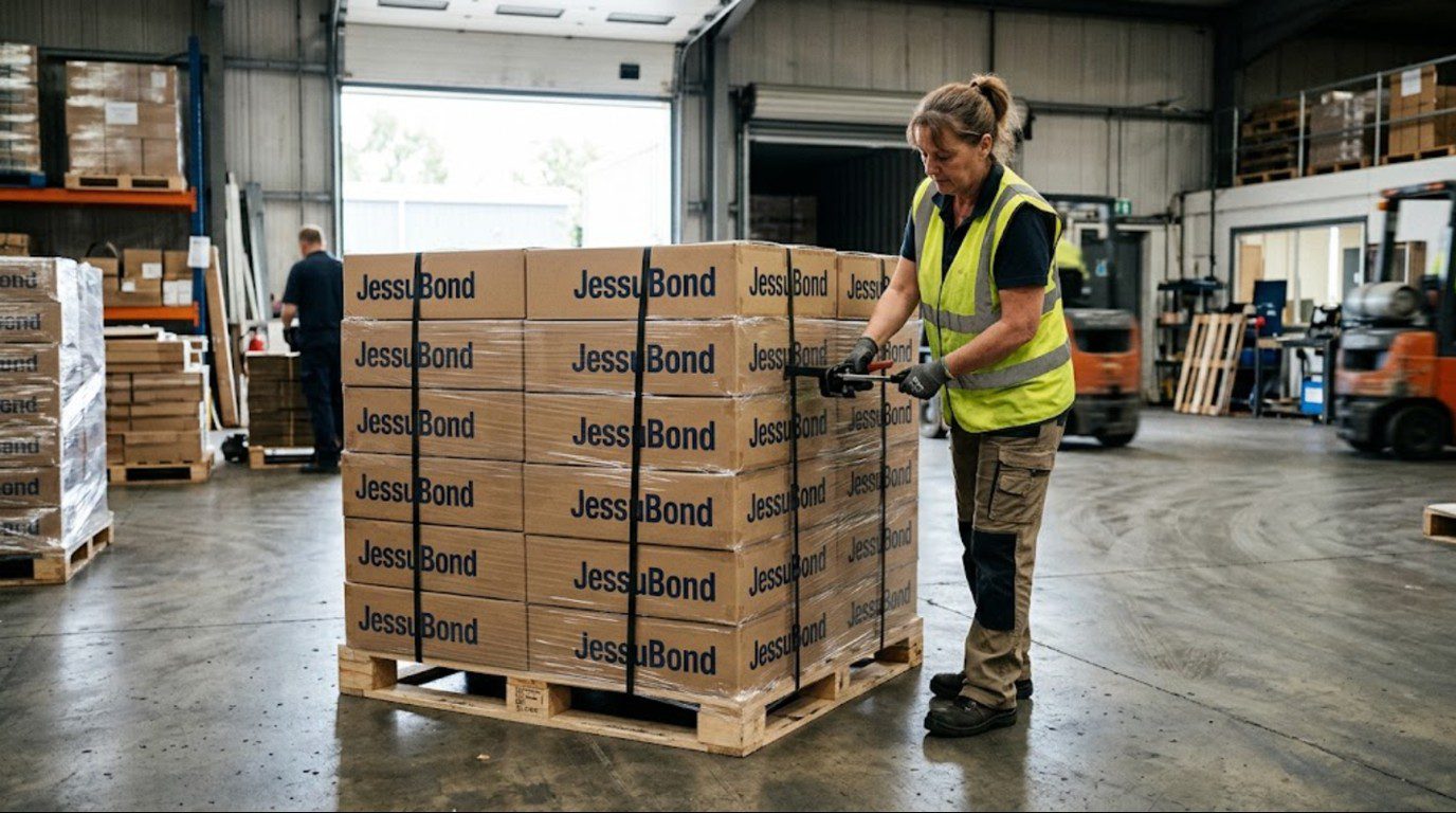 Cartons of cold storage safety mirrors with sealed packaging prepared for wholesale delivery to a cold chain operator